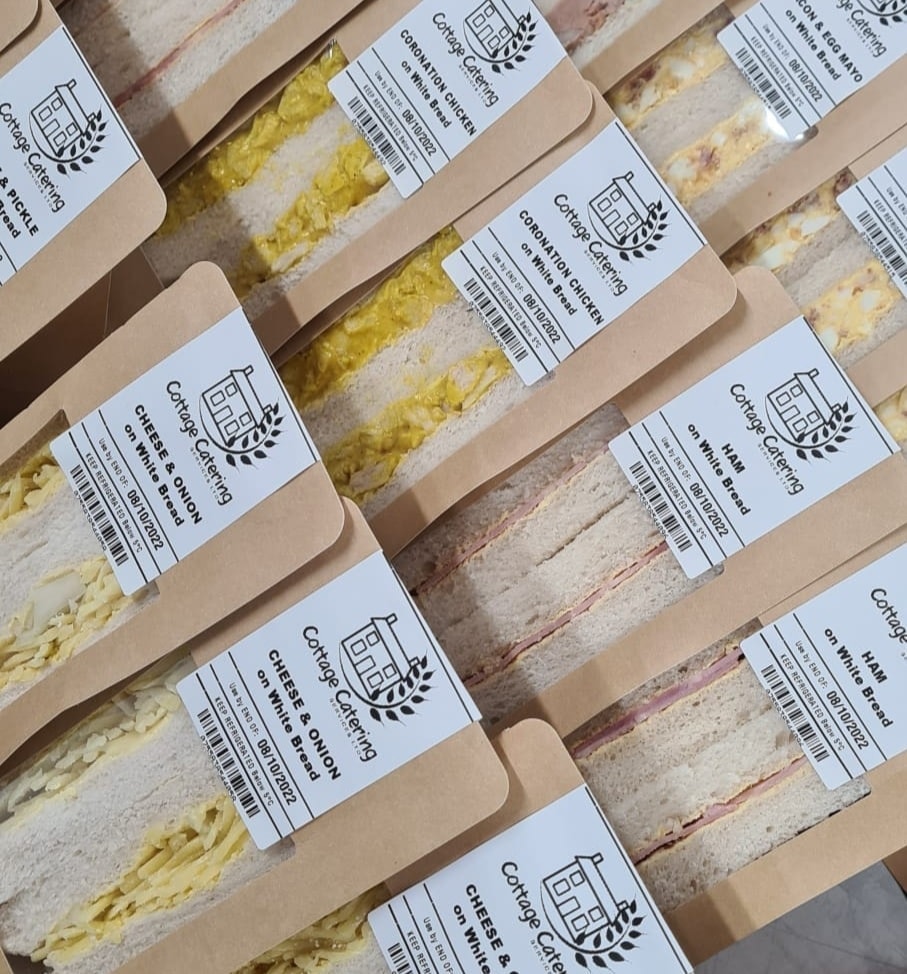 Deep filled sandwich wedges prepared for retail sale